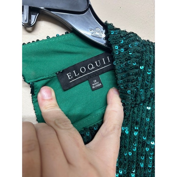 Eloquii Green Sequin Dress Size 18 Long Sleeve Party Holiday Formal Wedding - Picture 2 of 4